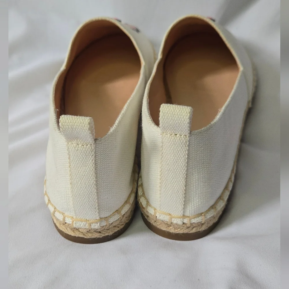NWOT Kate Spade Gavyn Slip On Floral Espadrille Flat White/Pink Size 9